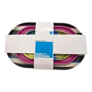 New Room Essentials Printed Melamine Tray Set Of 3  Multicolor